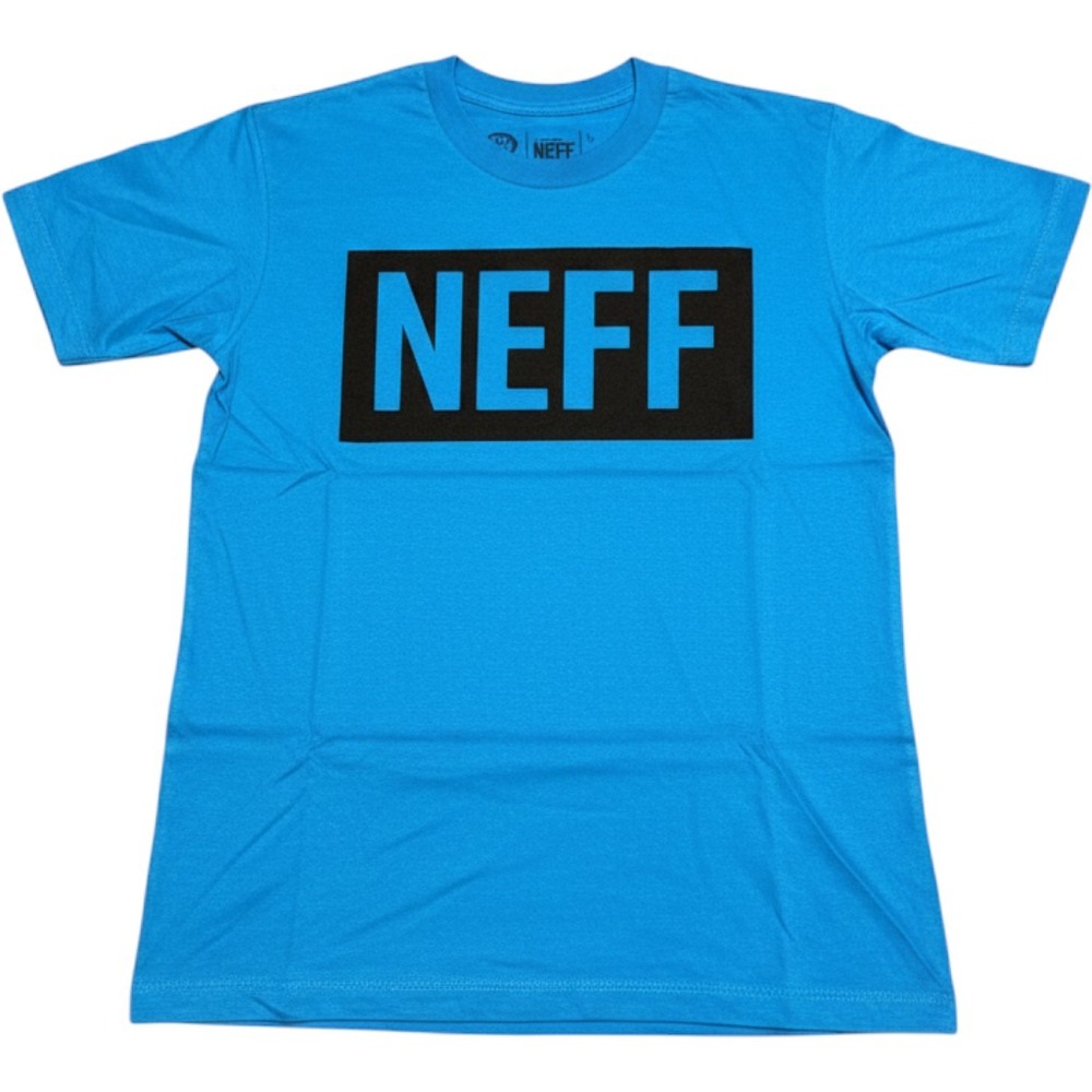 Neff Box Logo Graphic T-Shirt XS Blue Black 100% Cotton 15.5" P2P
